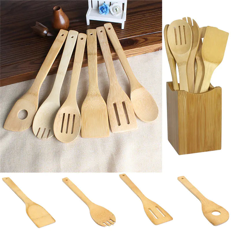 6-Piece Non-Stick Bamboo Spatula and Spoon Set