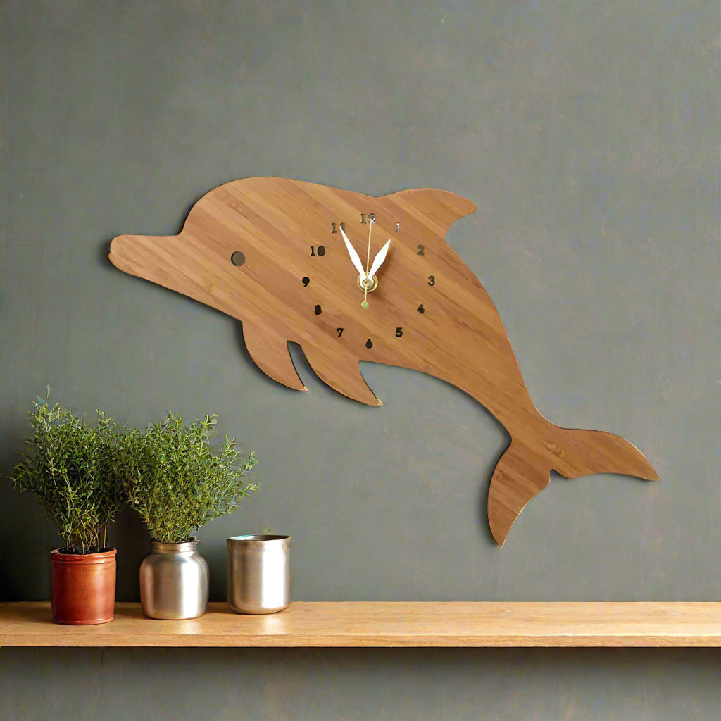 Bamboo Dolphin wall clock