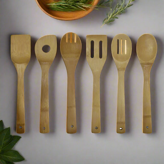 6-Piece Non-Stick Bamboo Spatula and Spoon Set